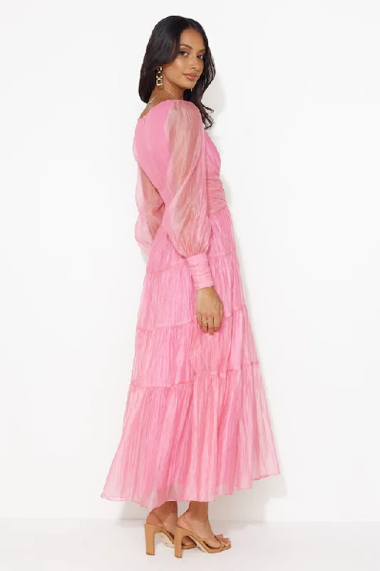 Girls Thriving Long Sleeve Maxi Dress Pink