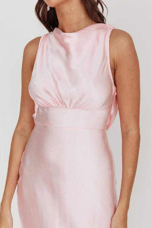 Isabella Satin Backless Maxi Dress Pink