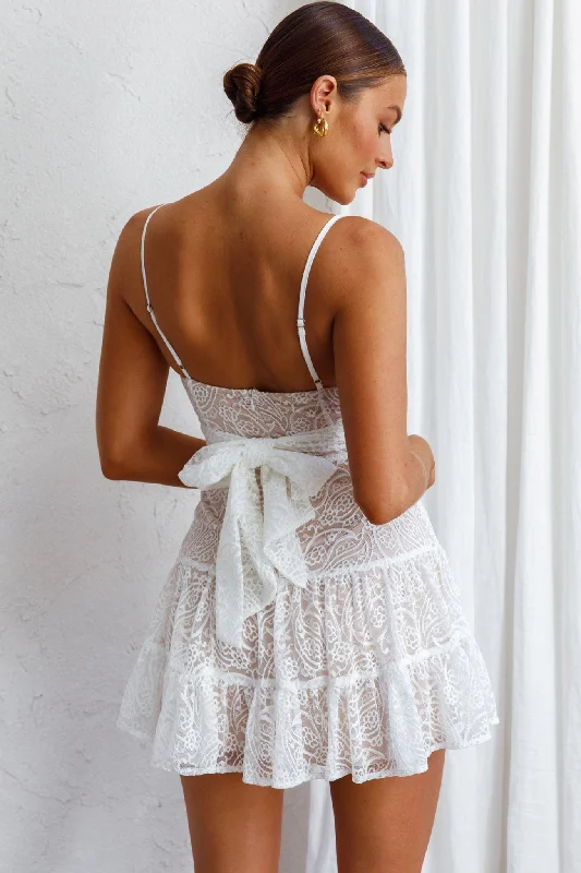 Just Like Heaven Lace Overlay Mini Dress White