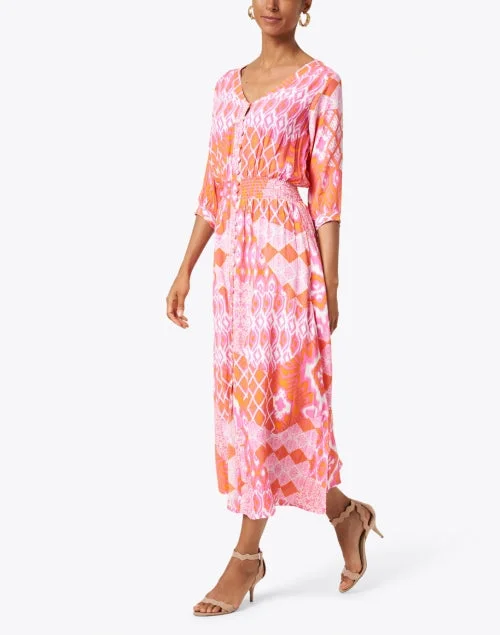 Kelsey Flamingo Pink Printed Dress