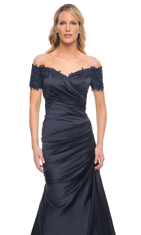 La Femme 30199 - Satin Lace Pleated Mother of the Groom Gown