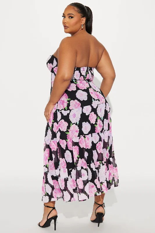 Like A Rose Chiffon Maxi Dress - Pink/combo