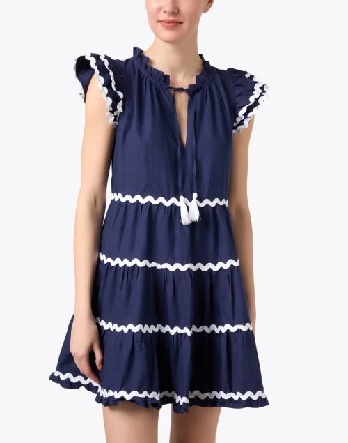 Navy Ric Rac Cotton Dress