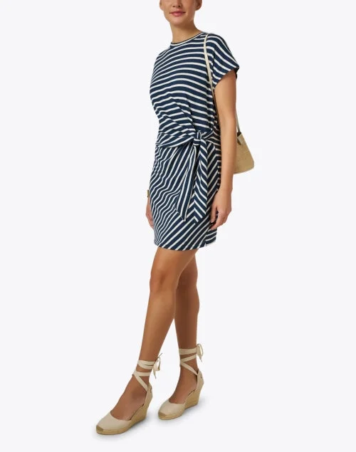 Nina Navy and Cream Stripe Cotton Dress