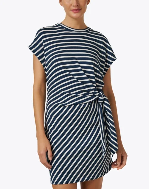 Nina Navy and Cream Stripe Cotton Dress