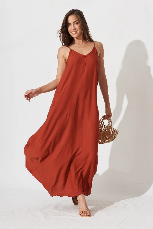 No Scrubs Maxi Dress In Rust