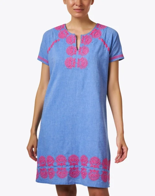 Norah Blue Chambray Embroidered Dress