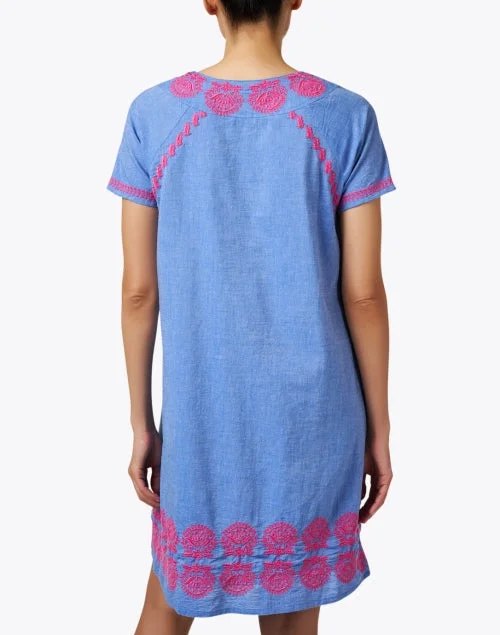 Norah Blue Chambray Embroidered Dress