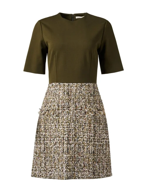 Olive Green Tweed Dress