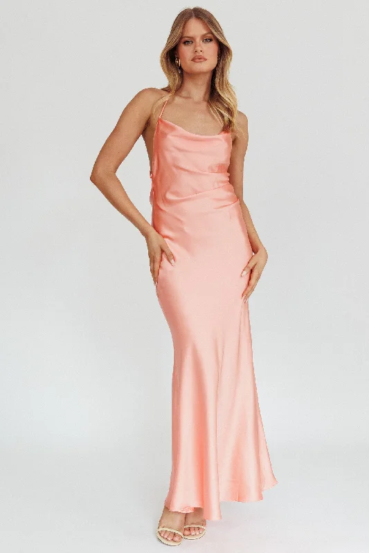 Palma Low Back Strappy Maxi Dress Peach