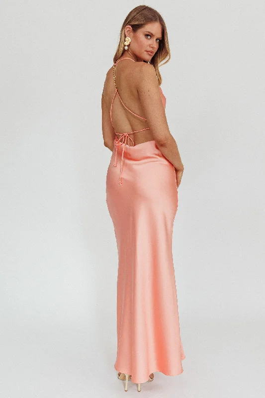 Palma Low Back Strappy Maxi Dress Peach