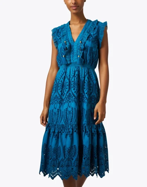 Rainey Turquoise Cotton Eyelet Dress