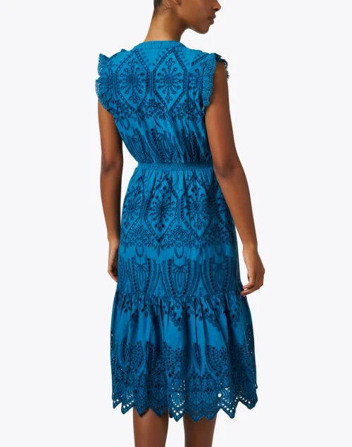 Rainey Turquoise Cotton Eyelet Dress