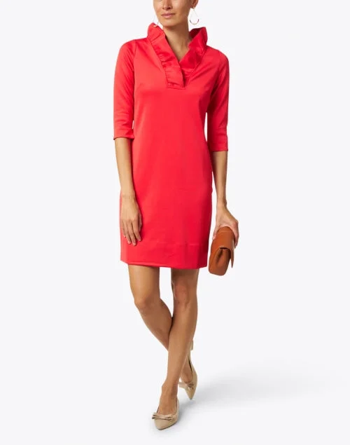 Red Ruffle Neck Dress