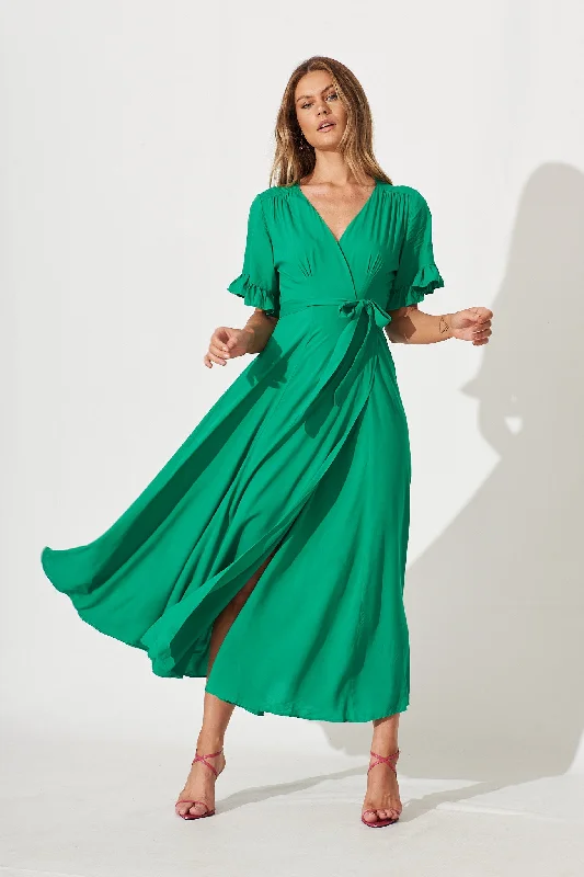 Rondal Maxi Wrap Dress In Green