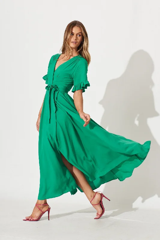 Rondal Maxi Wrap Dress In Green