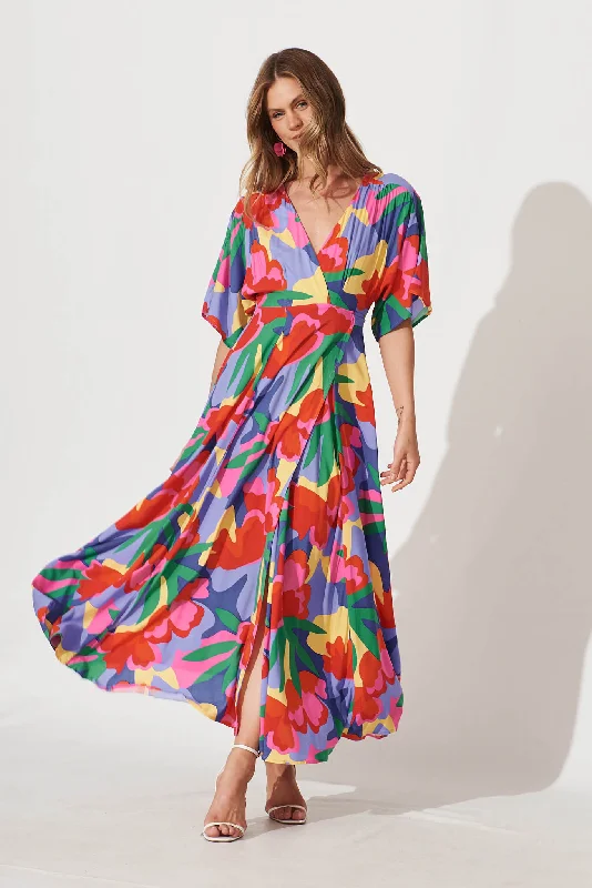 Rondi Maxi Wrap Dress With Multi Floral Print