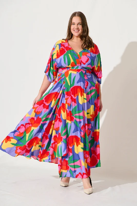 Rondi Maxi Wrap Dress With Multi Floral Print