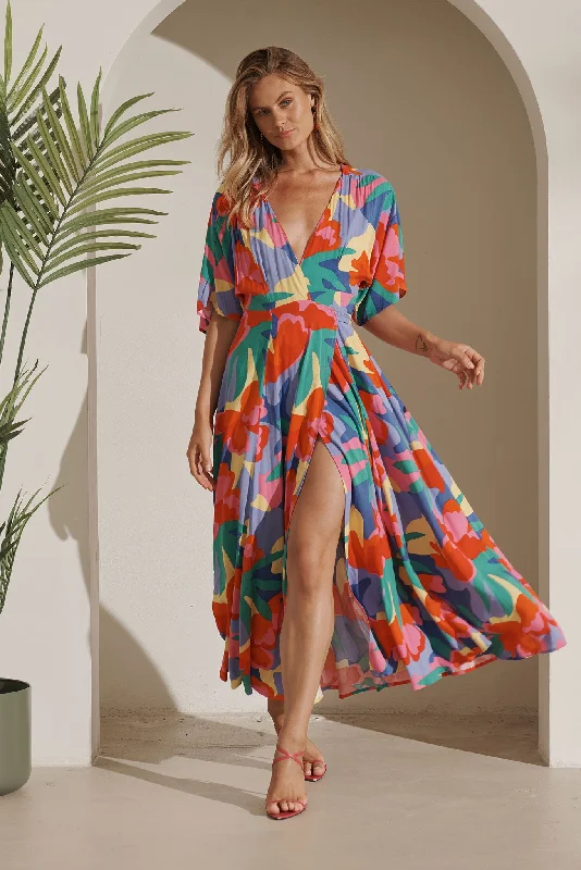 Rondi Maxi Wrap Dress With Multi Floral Print