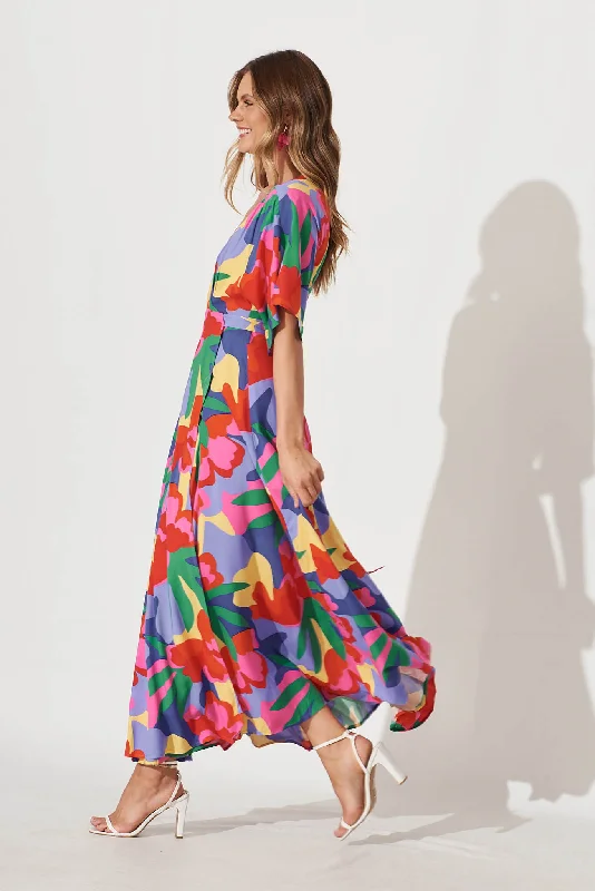 Rondi Maxi Wrap Dress With Multi Floral Print