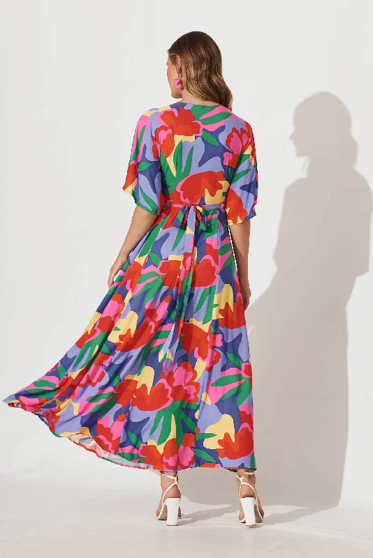 Rondi Maxi Wrap Dress With Multi Floral Print