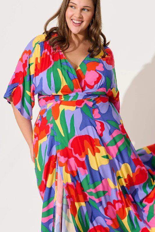 Rondi Maxi Wrap Dress With Multi Floral Print