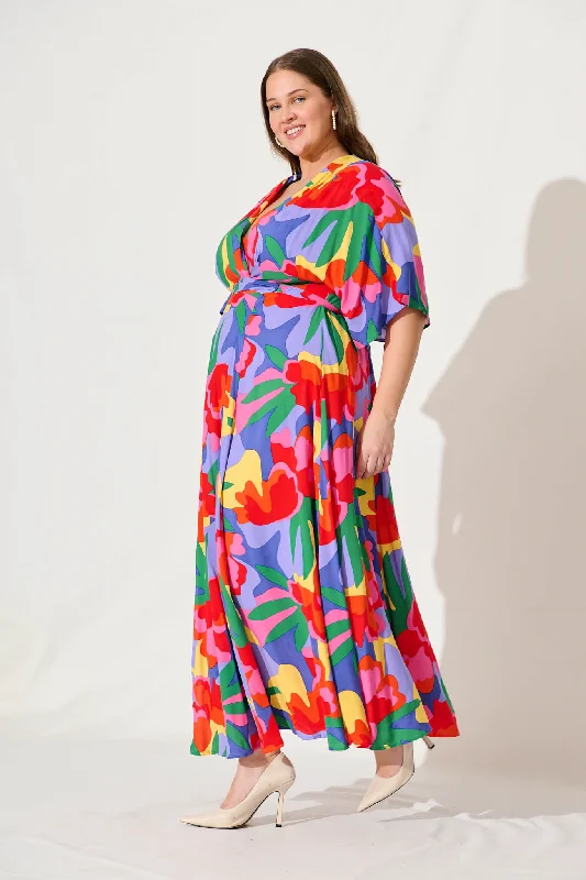 Rondi Maxi Wrap Dress With Multi Floral Print