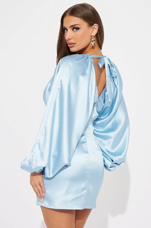 Shannon Satin Mini Dress - Light Blue