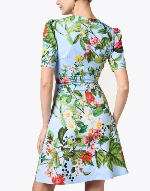 Sofia Blue Floral Print Cotton Dress