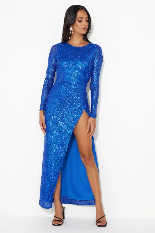 Star Of All Sequin Maxi Dress Navy