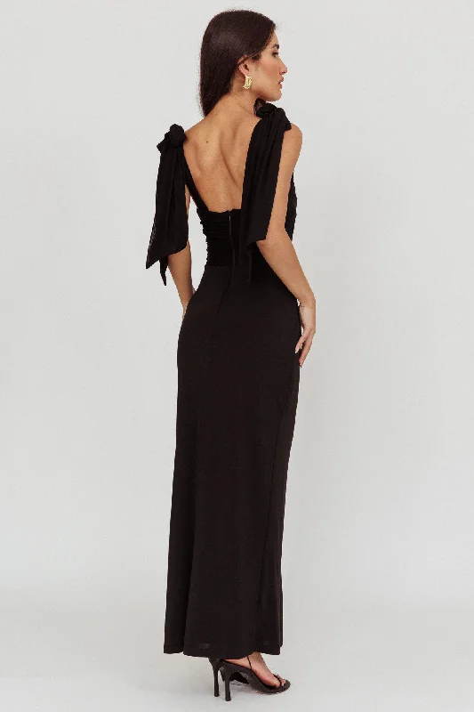 Starry Eyed Mesh Waist Maxi Dress Black