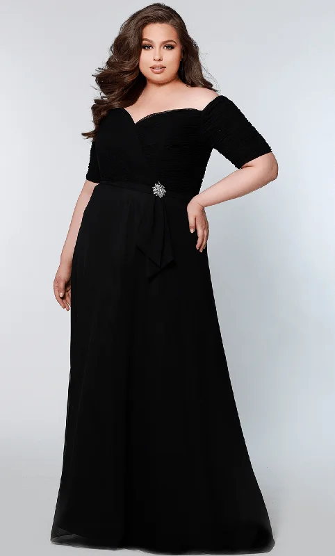 Sydney's Closet CE2009 - Ruched Off Shoulder Evening Gown