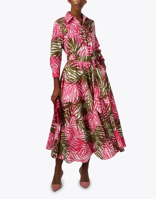 Taban Pink Fern Print Cotton Dress