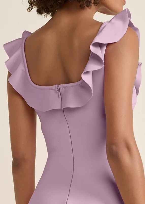 Ruffle neck midi dress - Light Purple