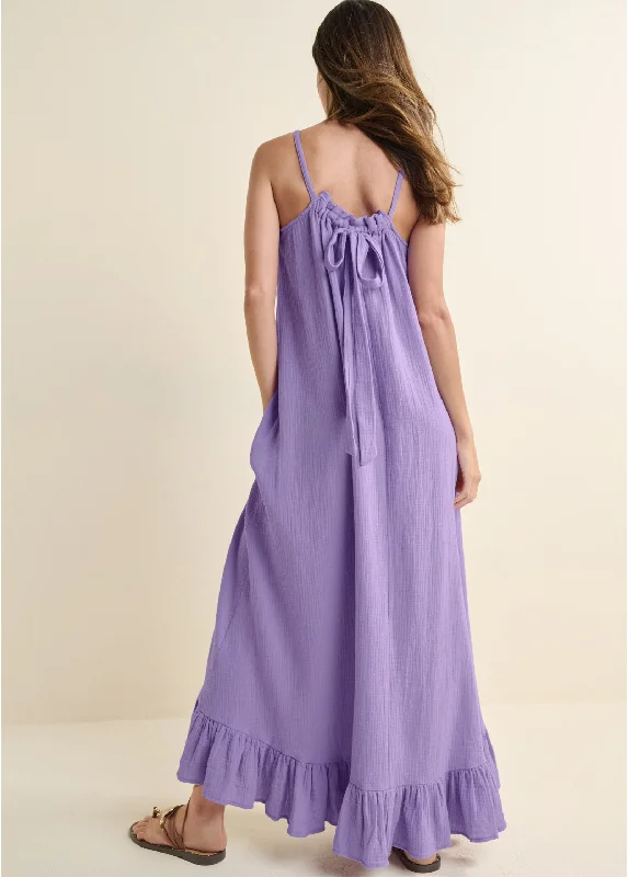 Tie-back ruffle maxi dress - Purple