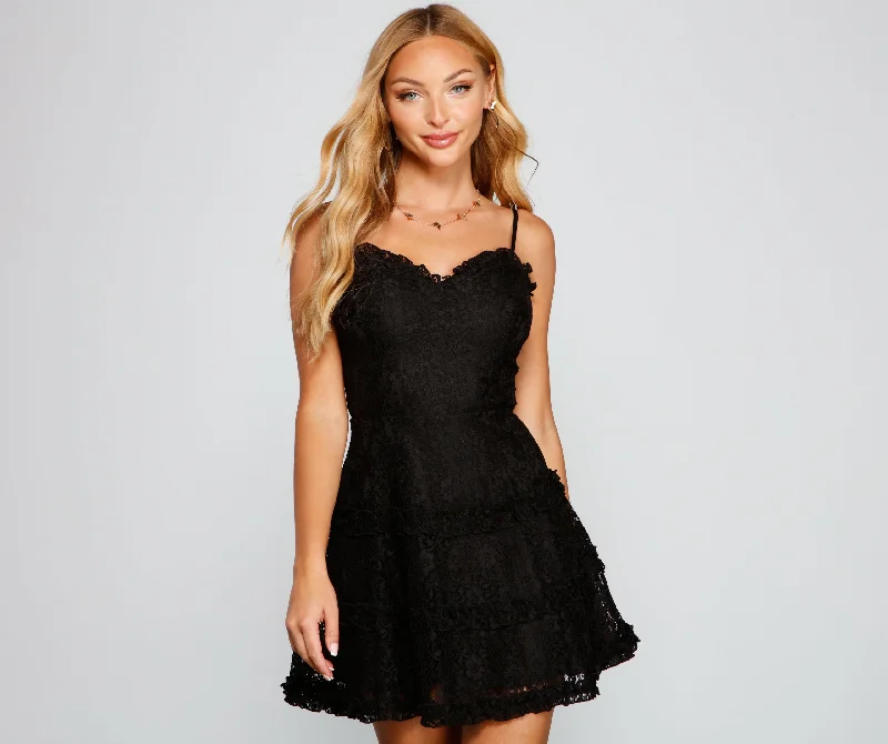 All About That Lace Ruffled Mini Dress