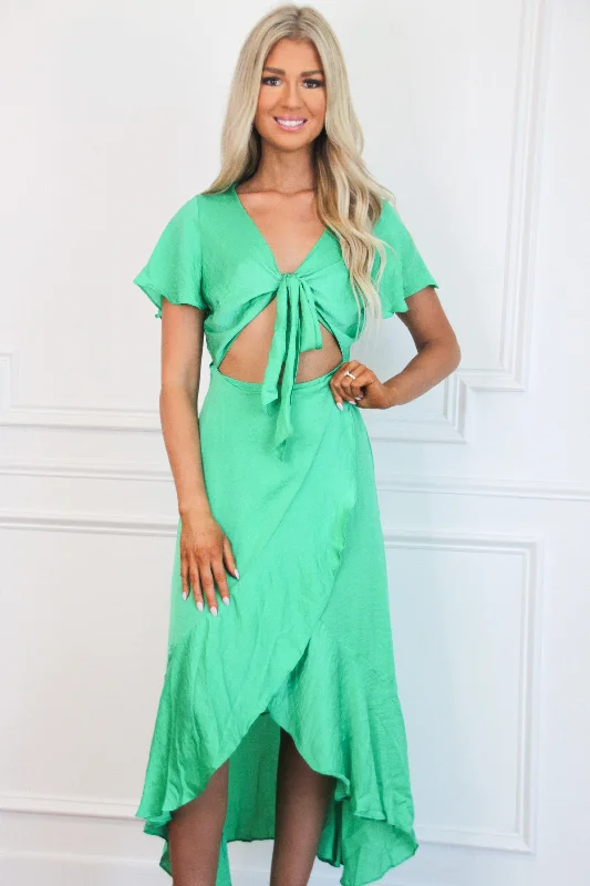 Amalfi Coast Satin Maxi Dress: Kelly Green