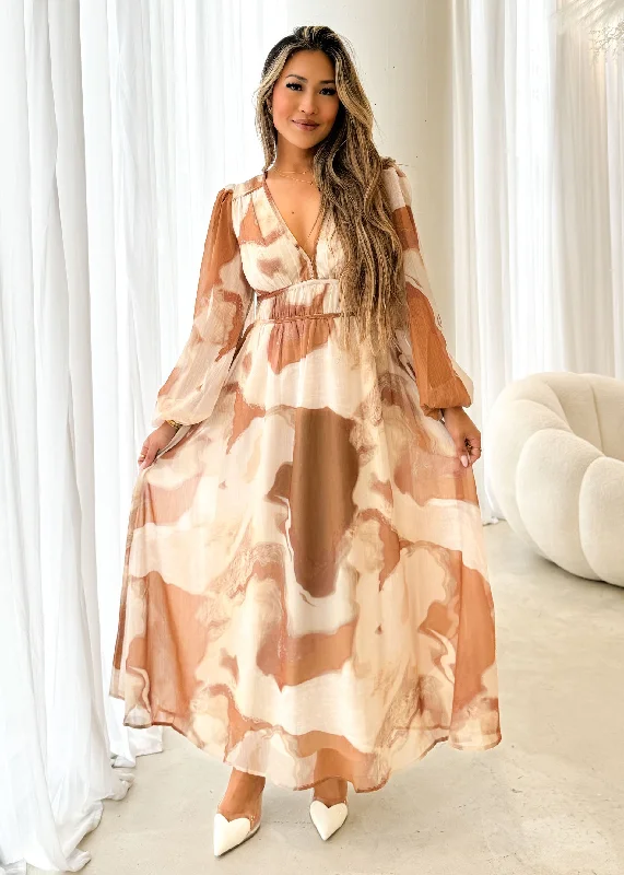 Anniston Maxi Dress - Brown Swirl