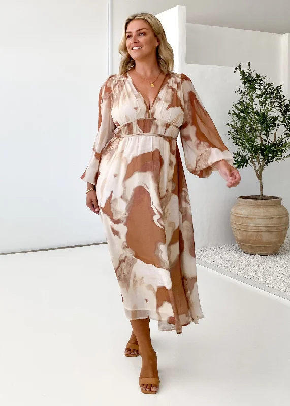 Anniston Maxi Dress - Brown Swirl