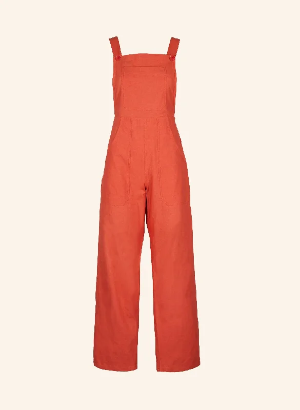 Bonnie Dungarees - Orange Red