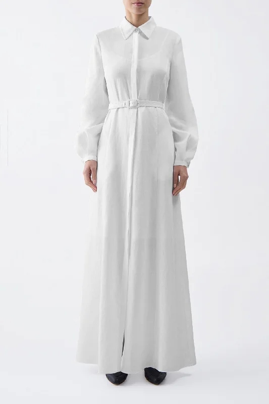 Breton Shirtdress with Slip in Ivory Aloe Linen