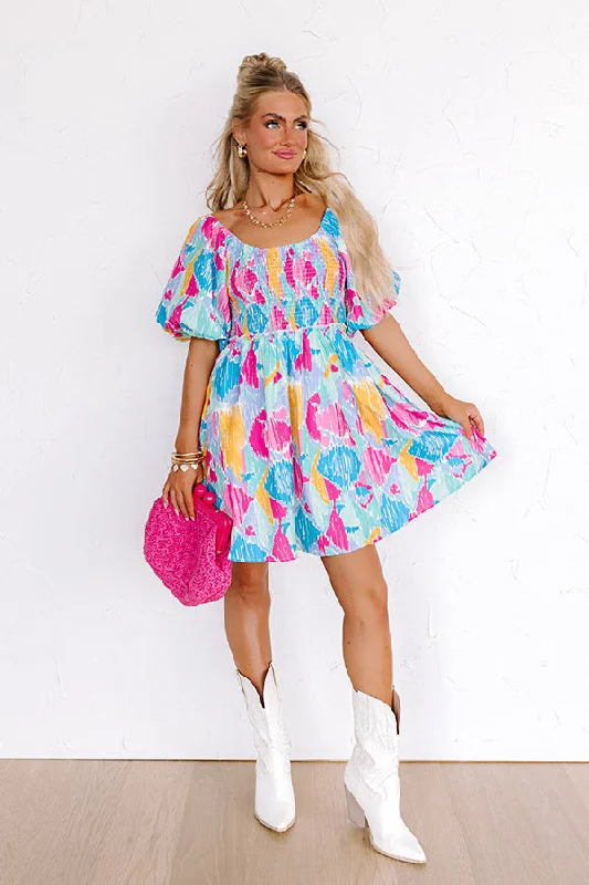 Candy Crush Smocked Mini Dress