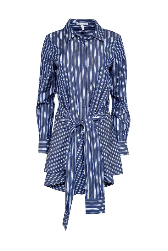 Derek Lam - Blue & White Stripe Print Belted Shirt Dress Sz 6