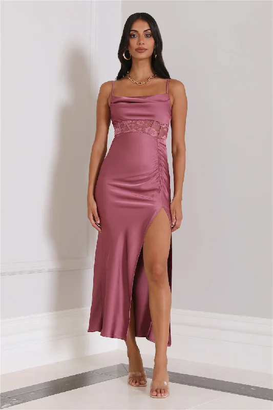 Dressing To Impress Satin Maxi Dress Rose