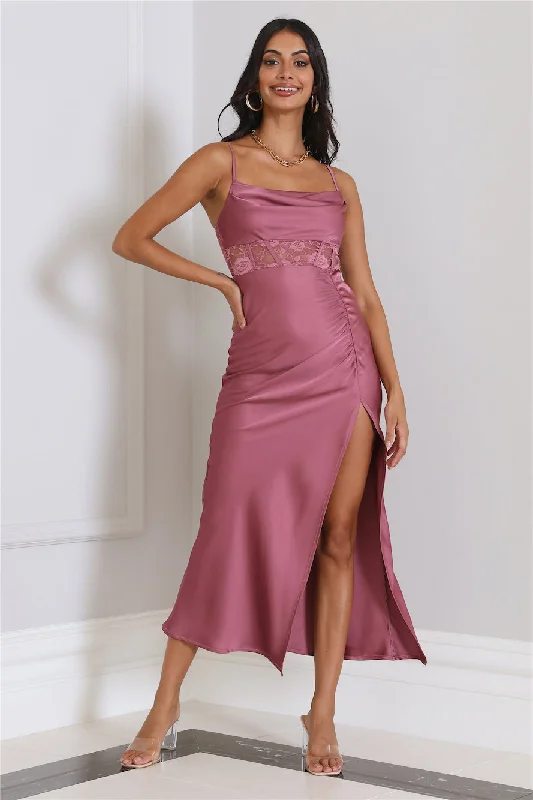 Dressing To Impress Satin Maxi Dress Rose