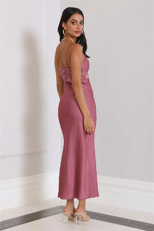 Dressing To Impress Satin Maxi Dress Rose