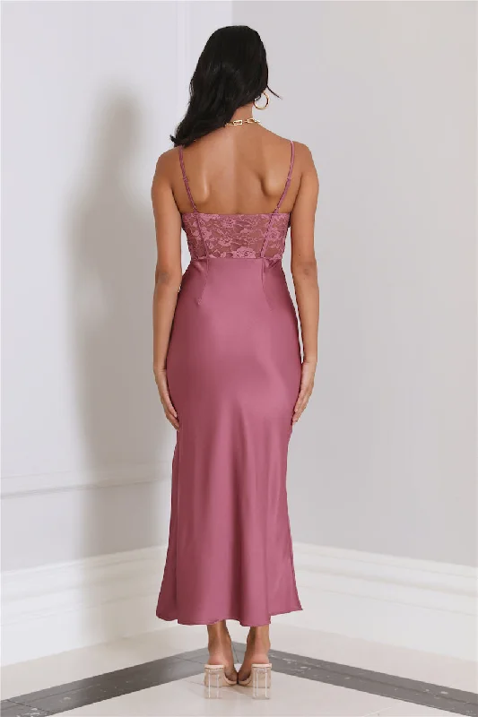 Dressing To Impress Satin Maxi Dress Rose