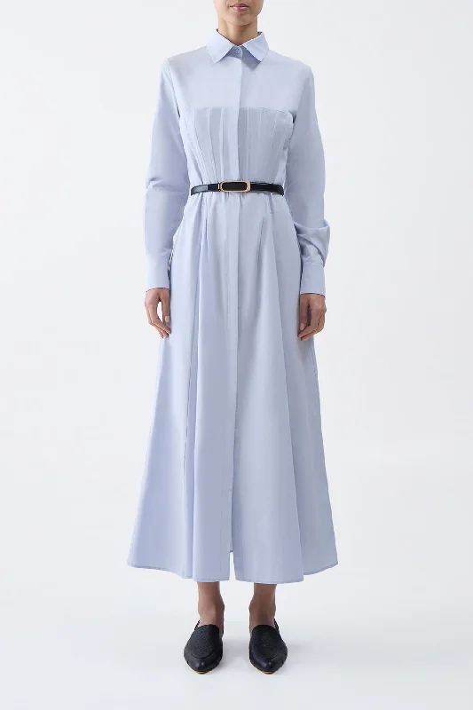 Eugene Shirtdress in Light Blue Sea Island Cotton Poplin