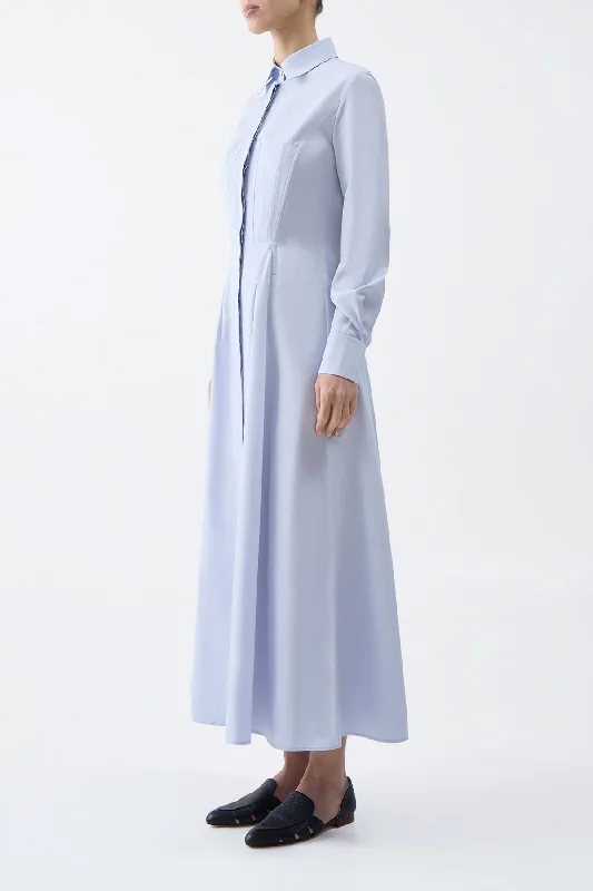 Eugene Shirtdress in Light Blue Sea Island Cotton Poplin