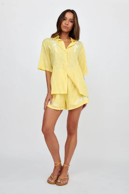 Jeni Embroidered Detail Shorts Yellow